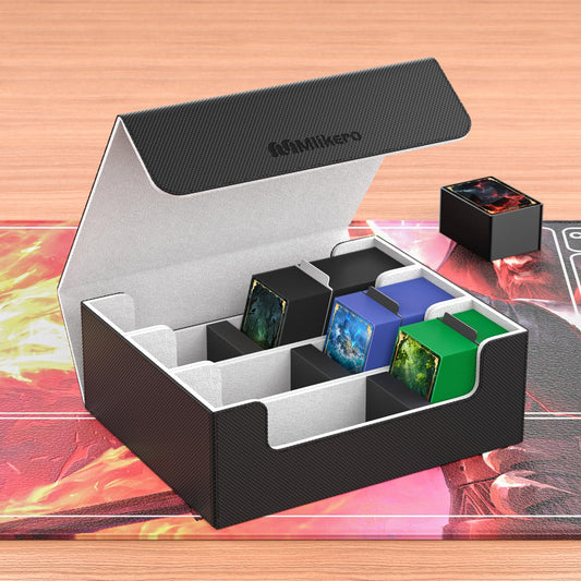 Mlikero Card Deck Case for Trading Cards 1800+, Trading Card Storage Box with 10 Dividers and 3 Foam Stoppers, Leather Magnetic Closure Commander Deck Box Fit for YuGiOh, MTG and Sport Cards