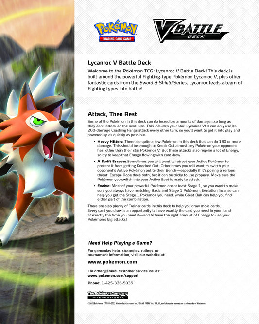The Pokémon Company Int. Inc. | Pokemon TCG: Lycanroc V Battle Deck | Card Game | Ages 6+ | 2 Players | 10 Minutes Playing Time