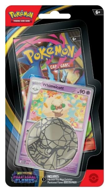 Pokemon Trading Card Game Phantasmal Flames Checklane Blister Pack, Includes Promo Card and Collector Coin (Whimsicott)