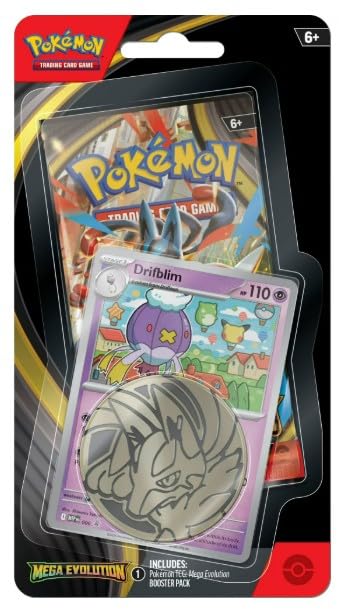 Pokemon Mega Evolutions TCG Trading Card Game 1 Booster Pack with Promo Card and Coin (Drifblim)