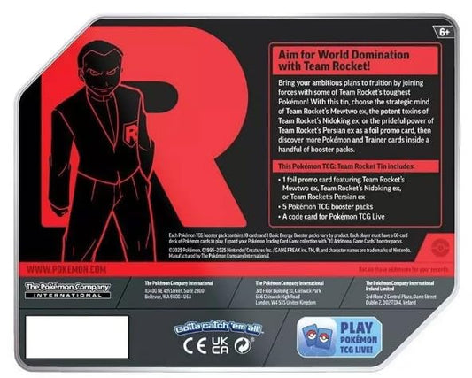 Pokemon Trading Card Game Team Rocket Collector Tin with 5 Booster Packs and Promo Card (Persian)