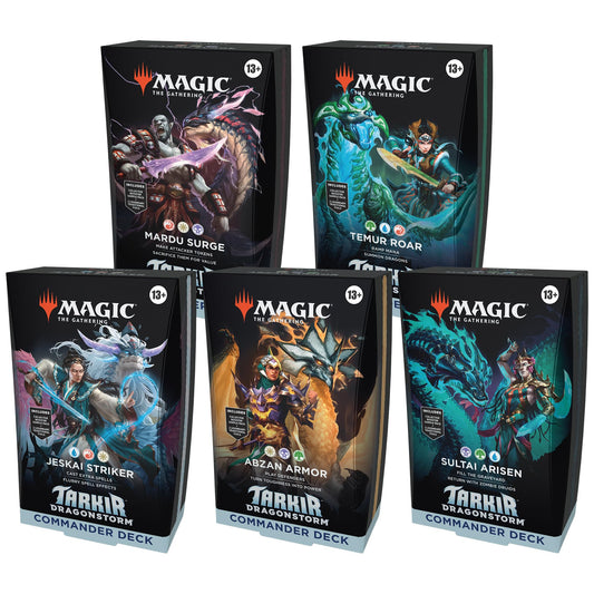 Magic: The Gathering Tarkir: Dragonstorm Commander Deck Bundle - Includes All 5 Decks (Abzan Armor, Jeskai Striker, Sultai Arisen, Mardu Surge, Temur Roar)