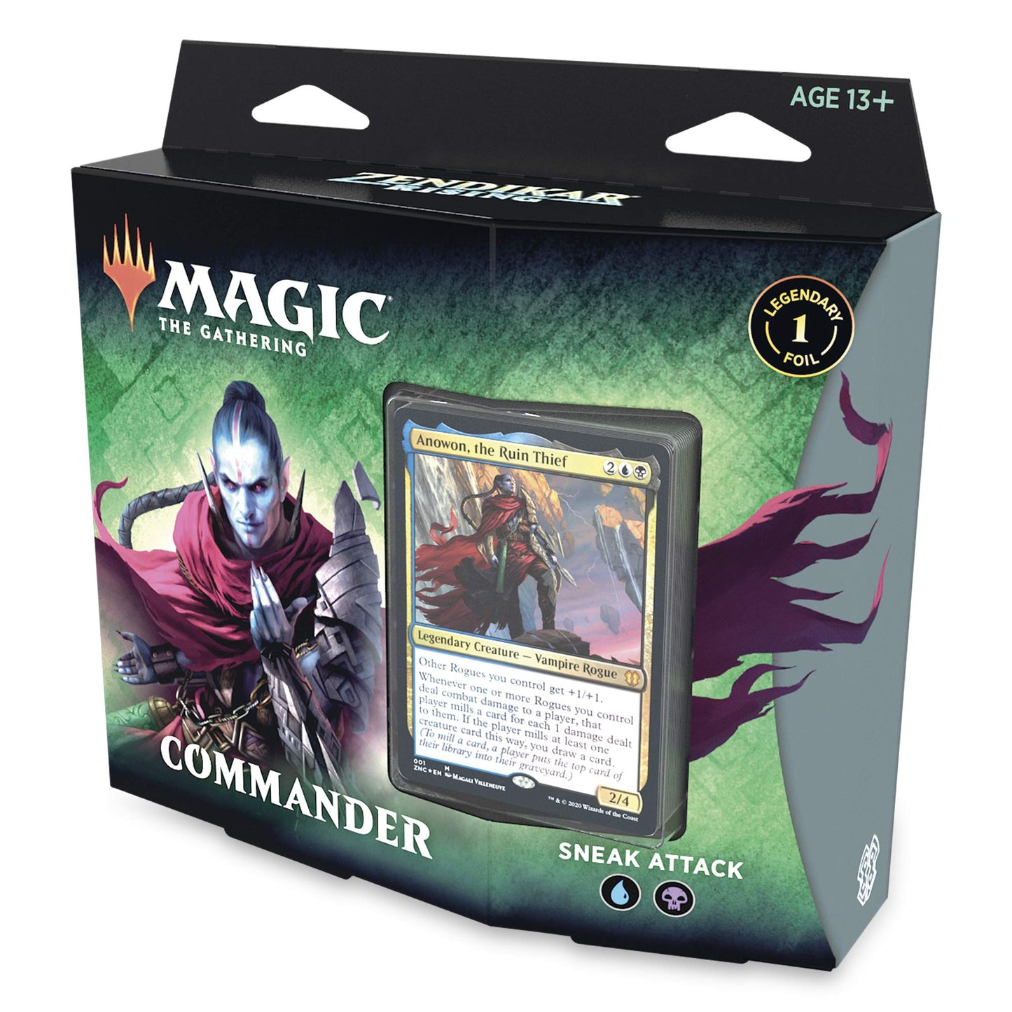 Magic: The Gathering Zendikar Rising Commander Deck – Sneak Attack | 100 Card Ready-to-Play Deck | 1 Foil Commander | Blue-Black