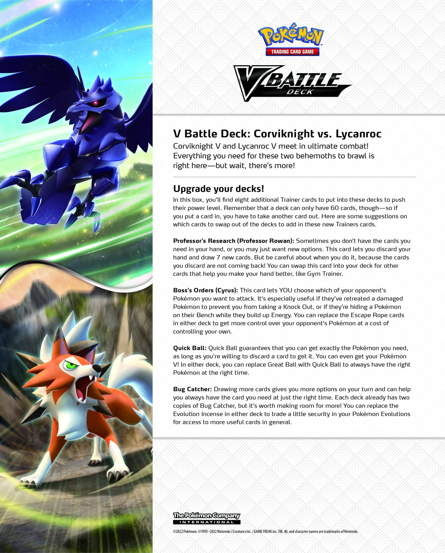 Pokémon, Lycanroc V vs Corviknight V Battle Deck Bundle, Card Game, Ages 6+, 2 Players, 10 Minutes Playing Time